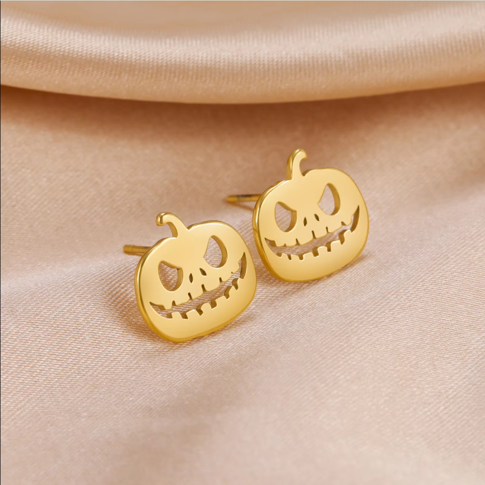 Orecchini “halloween” in acciaio anallergico placcato 18K