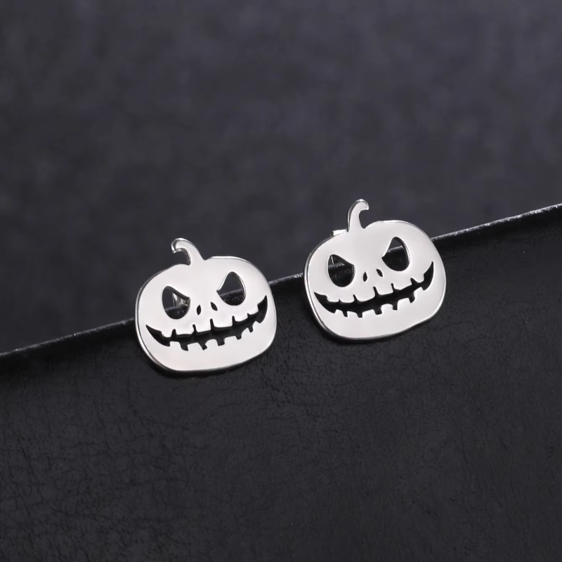 Orecchini a zucca “halloween” in acciaio anallergico placcato argento 925
